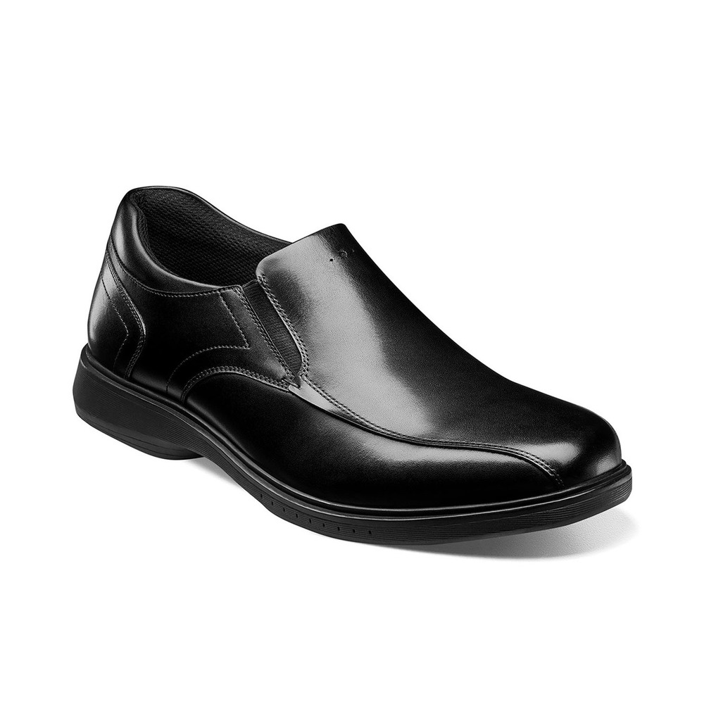 Nunn Bush Kore Pro Mens Bike Toe Slip On Shoes Black Leather Wide 12 Wide